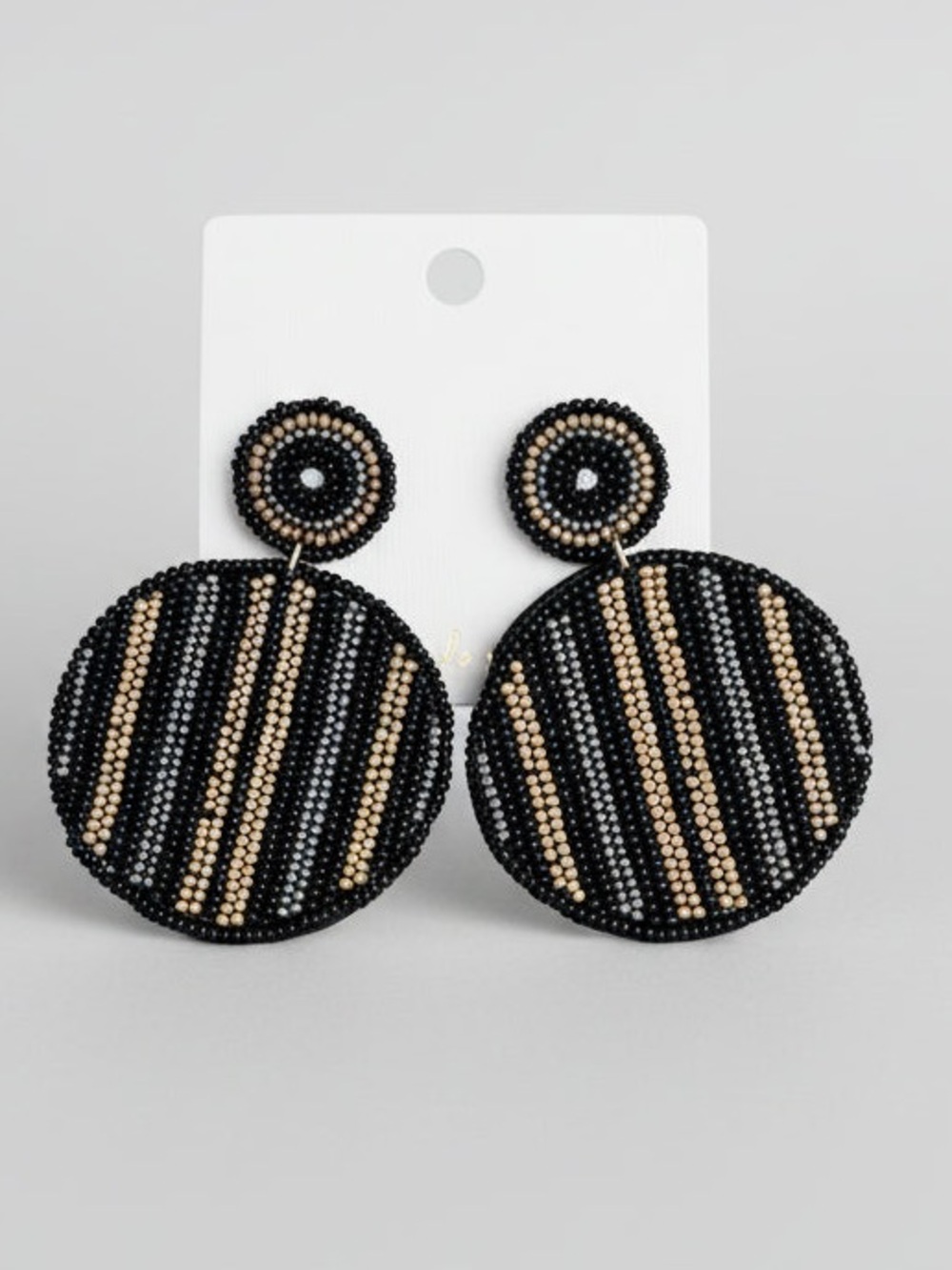 Boho Black Beaded Earrings